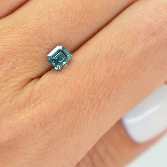 Asscher Cut Diamond Fancy Blue Color Loose VVS2 1.00 Carat - Picture 7 of 9